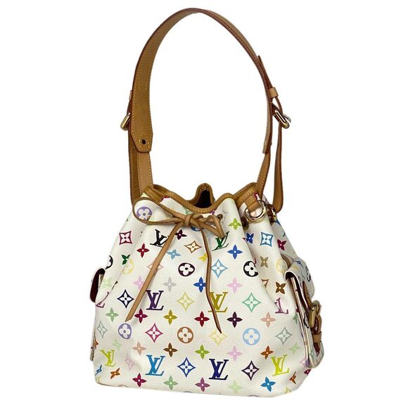 Louis Vuitton Petit Noe Drawstring Shoulder Bag Monogram Multicolor White - Picture 1 of 11